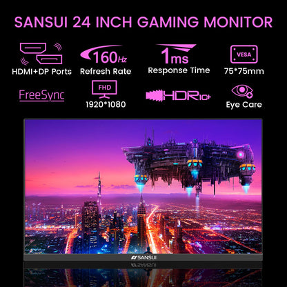 SANSUI 34 Inch 240Hz Ultrawide Curved Gaming Monitor UWQHD 3440×1440, 21:9 2K Curved Monitor 1500R,HDR400,Fast VA, PIP/PBP,AI Crosshair,AIPQ(Visual Enhance),MPRT 1ms,HDMI2.1 * 2,DP1.4 * 2