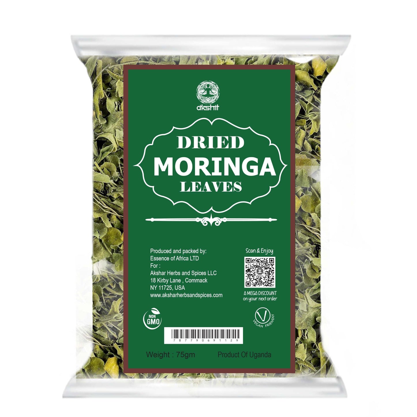 Akshit Natural Moringa Leaves, Dried From Fresh Leaves, MoringaOleifera Leaf Tea, Caffeine Free, Hojas De Moringa Secas, Non GMO. 2.6oz.