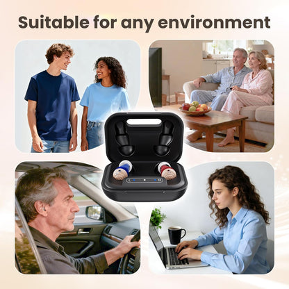 OTC Rechargeable Digital Hearing Aids for Seniors Adults | In-Ear Discreet Design, No Bluetooth Needed, Automatic Noise Cancellation, 6 Volume Levels, 4 Scene Modes, 60H Long Battery