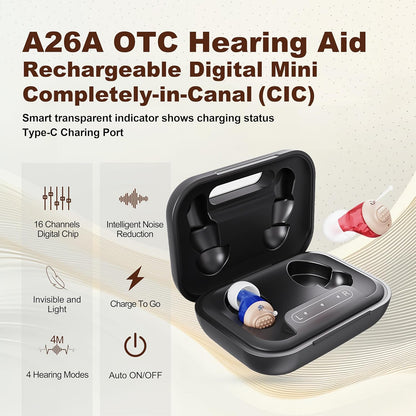 Hearing Aids for Seniors - iadr Hearing Aids for Adults with Advanced Noise Cancellation - Easy Volume Control with Portable Charging Case