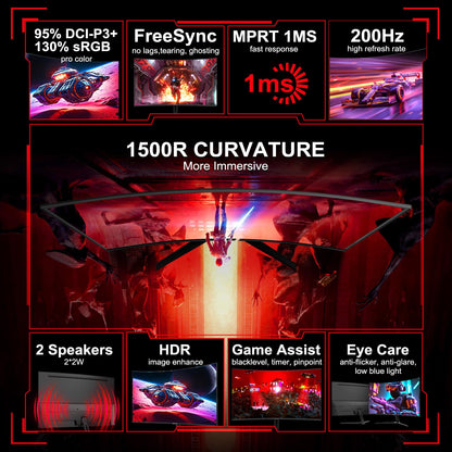 SANSUI 34 Inch 240Hz Ultrawide Curved Gaming Monitor UWQHD 3440×1440, 21:9 2K Curved Monitor 1500R,HDR400,Fast VA, PIP/PBP,AI Crosshair,AIPQ(Visual Enhance),MPRT 1ms,HDMI2.1 * 2,DP1.4 * 2