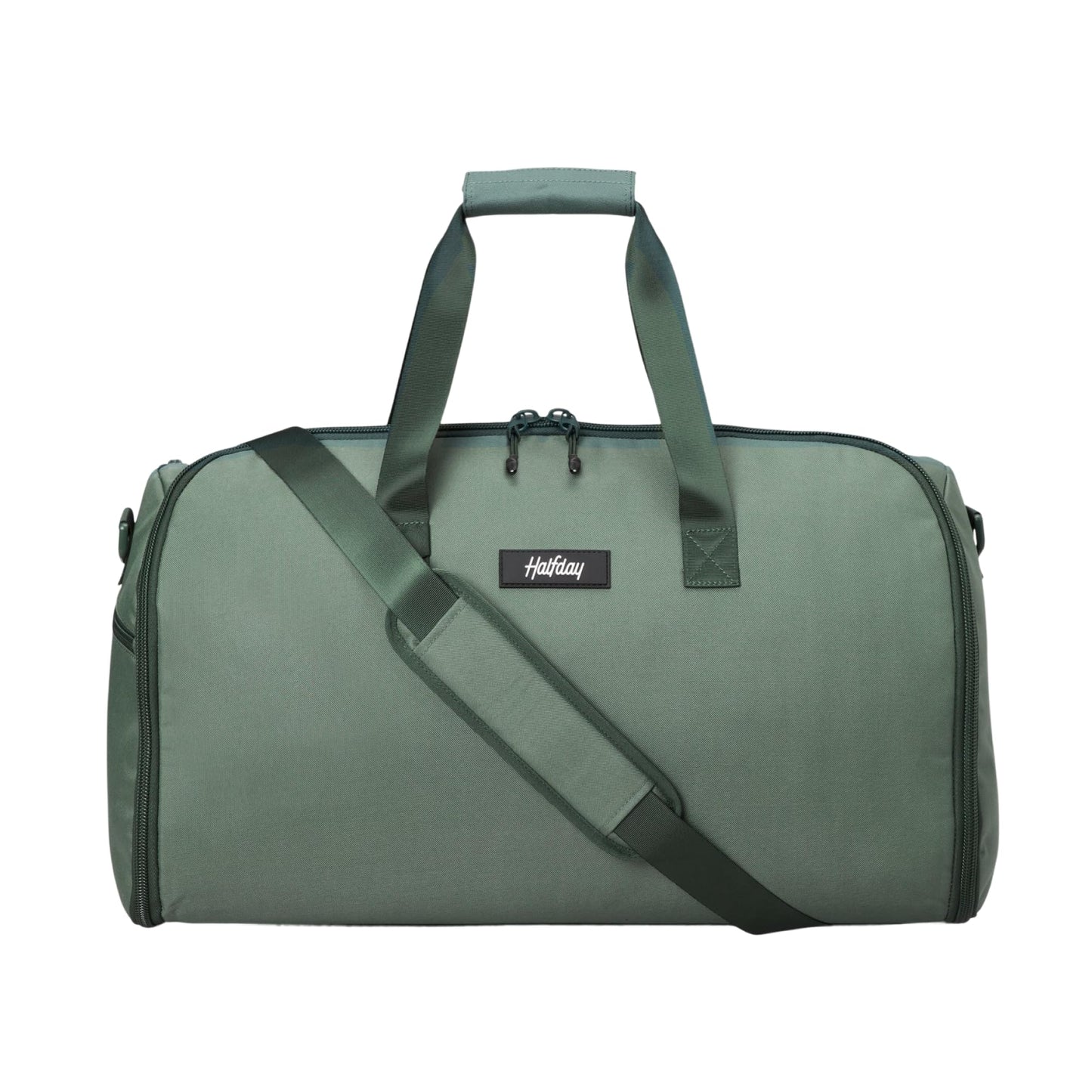 Halfday Convertible 2-in-1 Garment Duffel Weekender Bag 45L | Wrinkle-Free Travel, Hanging Suit Compartment, Shoe Pockets, Trolley Sleeve. Durable & Water-Resistant Carry-On, Hunter