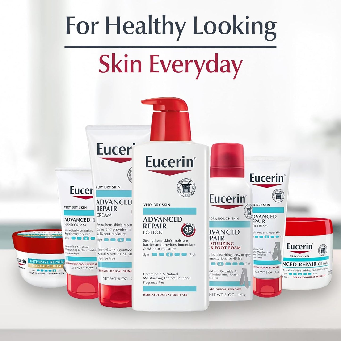 Eucerin Advanced Repair Body Cream, Urea Enriched, Unscented Body Cream for Dry Skin With Triple Moisturizing Complex, 8 OZ Tube
