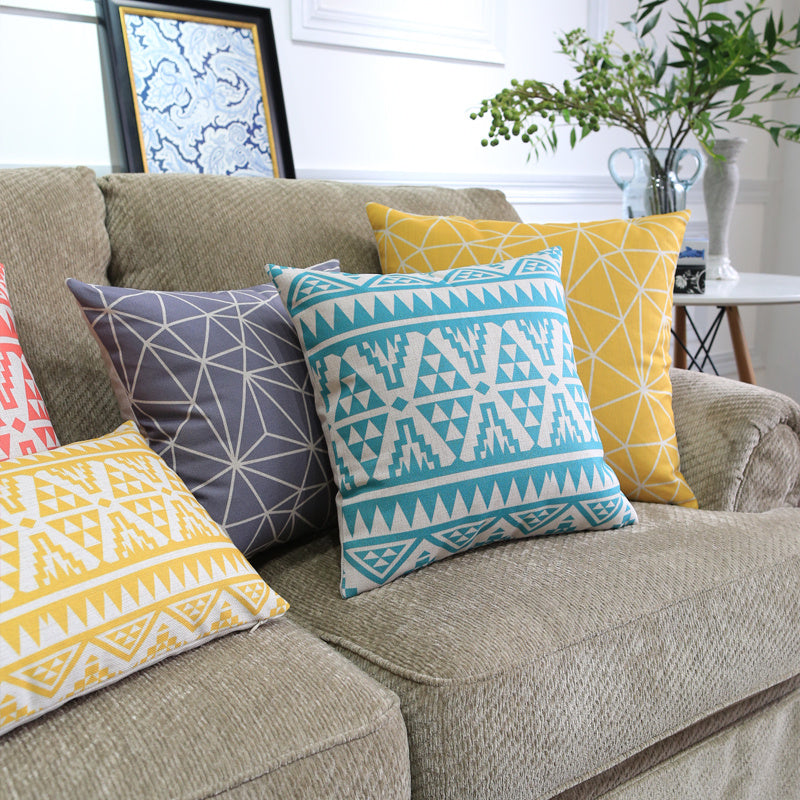 Modern Abstract Geometric Cushion Cover – Blended Fabric Decorative Pillow Case | 45x45cm & 30x50cm | 13 Designs