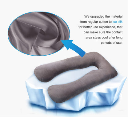 U-Shaped Pregnancy Pillow – Cooling Ice Silk & Cotton Maternity Body Pillow | 130x70cm | 4 Colors