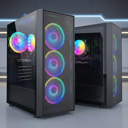 STGAubron Gaming PC Computer Desktop, Intel Core i7 8th Gen up to 4.1G, GeForce RTX 3050 6G, 16G DDR4, 512G SSD, WiFi 6, BT 5.2, RGB Fan x4, Windows 11 Home