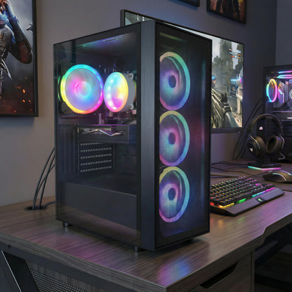 STGAubron Gaming PC Computer Desktop, Intel Core i7 8th Gen up to 4.1G, GeForce RTX 3050 6G, 16G DDR4, 512G SSD, WiFi 6, BT 5.2, RGB Fan x4, Windows 11 Home