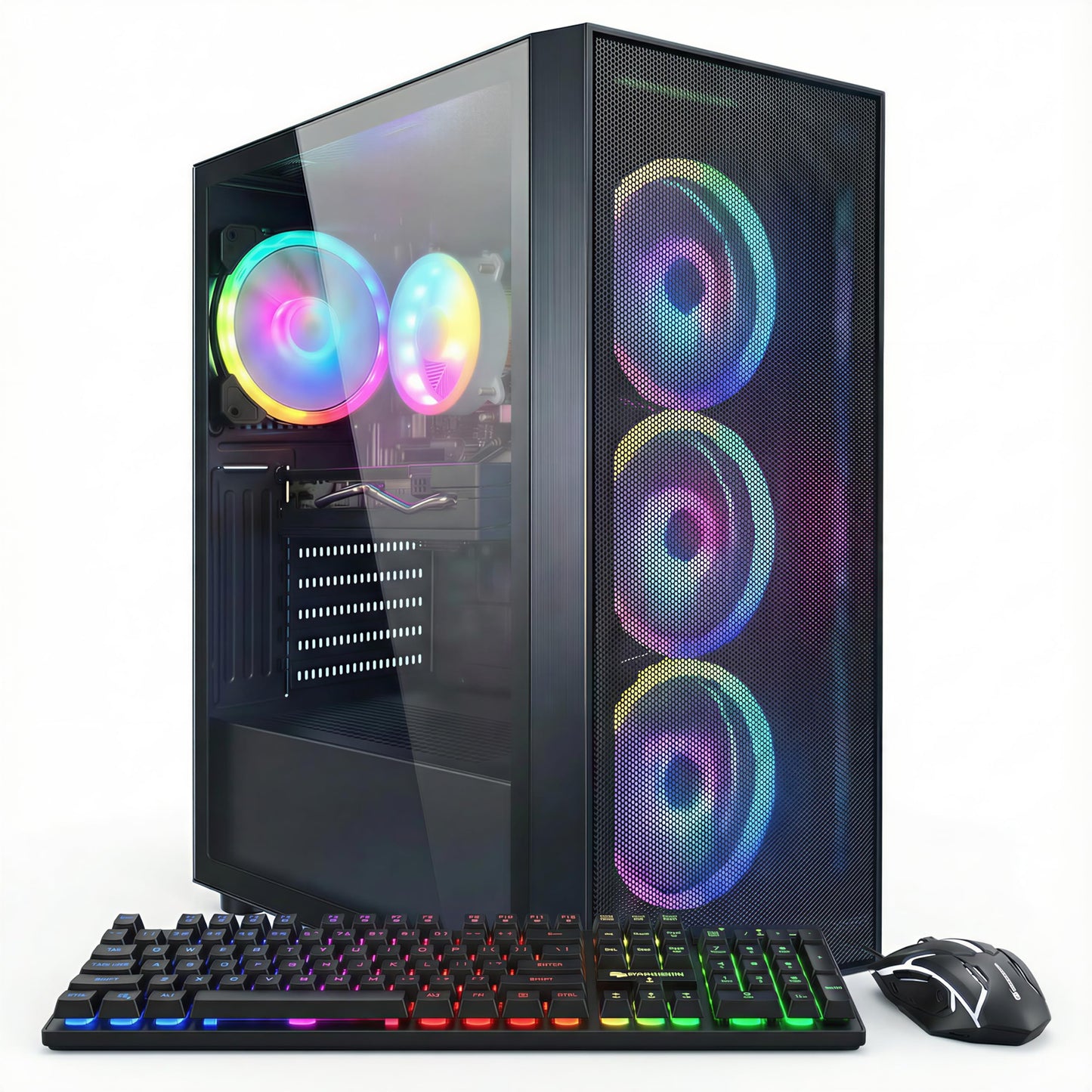 STGAubron Gaming PC Computer Desktop, Intel Core i7 8th Gen up to 4.1G, GeForce RTX 3050 6G, 16G DDR4, 512G SSD, WiFi 6, BT 5.2, RGB Fan x4, Windows 11 Home