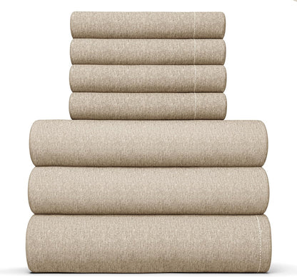 Queen 6 Piece Sheet Set - Cooling Sheets for Hot Sleepers - Hotel Luxury Bedding Set with 8-16 Inch Deep Pockets - 1 Flat & 1 Fitted & 4 Pillowcases - Ultra Soft, Easy Care and Wrinkle Free - White