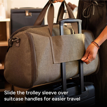 Halfday Convertible 2-in-1 Garment Duffel Weekender Bag 45L | Wrinkle-Free Travel, Hanging Suit Compartment, Shoe Pockets, Trolley Sleeve. Durable & Water-Resistant Carry-On, Hunter