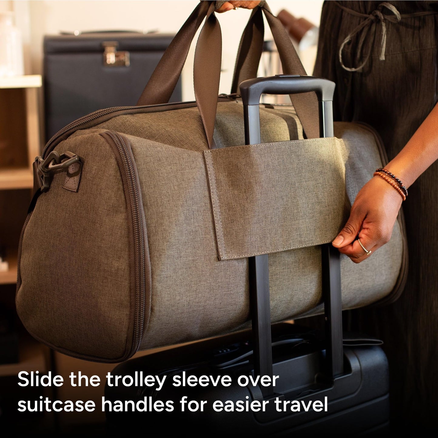 Halfday Convertible 2-in-1 Garment Duffel Weekender Bag 45L | Wrinkle-Free Travel, Hanging Suit Compartment, Shoe Pockets, Trolley Sleeve. Durable & Water-Resistant Carry-On, Hunter