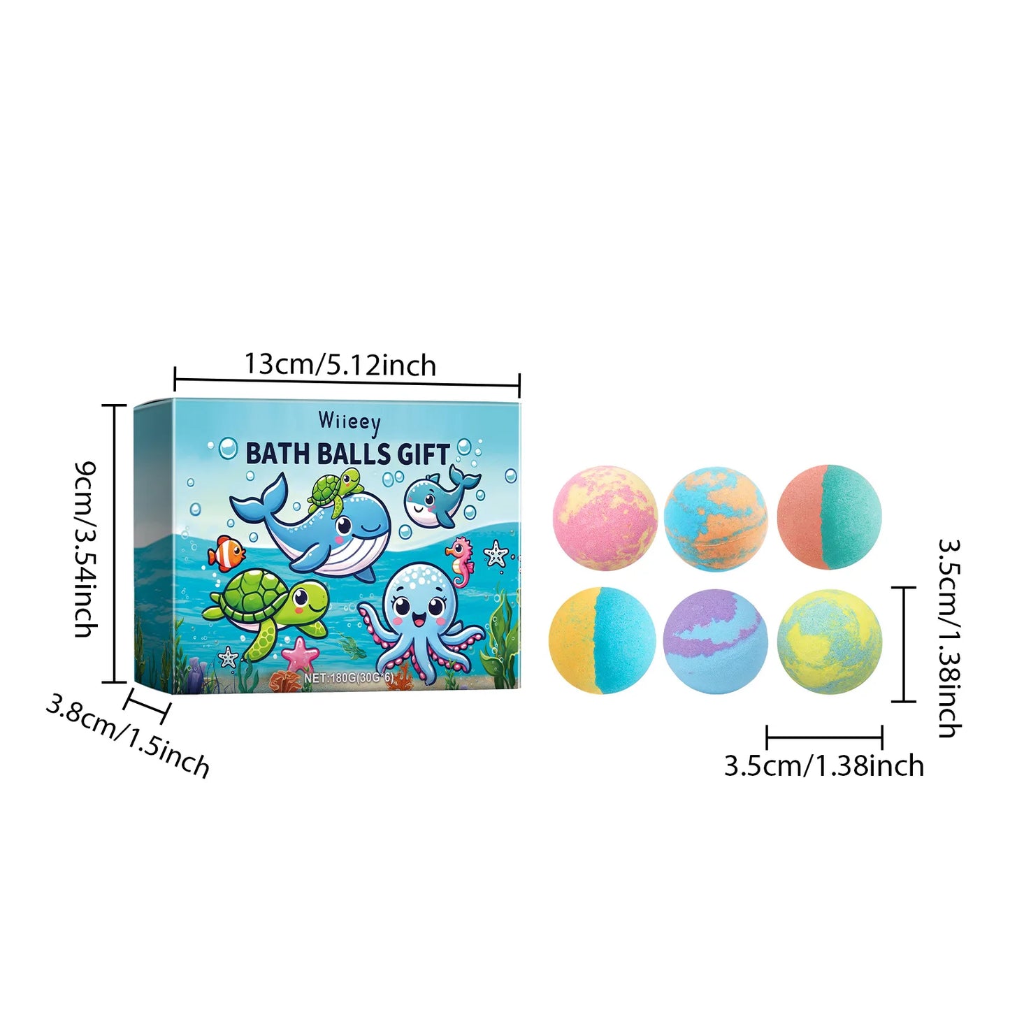 Wiieey 30gx6 Lasting Fragrance Bath Bomb Salt Nourish Floral Scent Body Wash Cleansing Spa Relaxing Exfoliating Skin Shower Ball