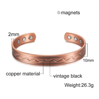 Vinterly Pure Copper Bracelet Men Magnetic Vintage Adjustable High Magnet Open C