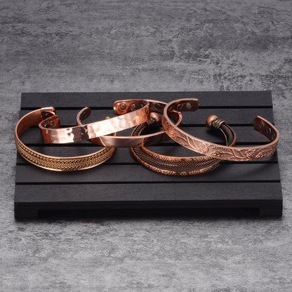 Vinterly Pure Copper Bracelet Men Magnetic Vintage Adjustable High Magnet Open C