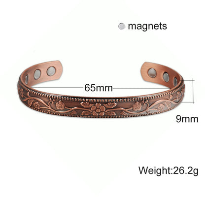 Vinterly Pure Copper Bracelet Men Magnetic Vintage Adjustable High Magnet Open C