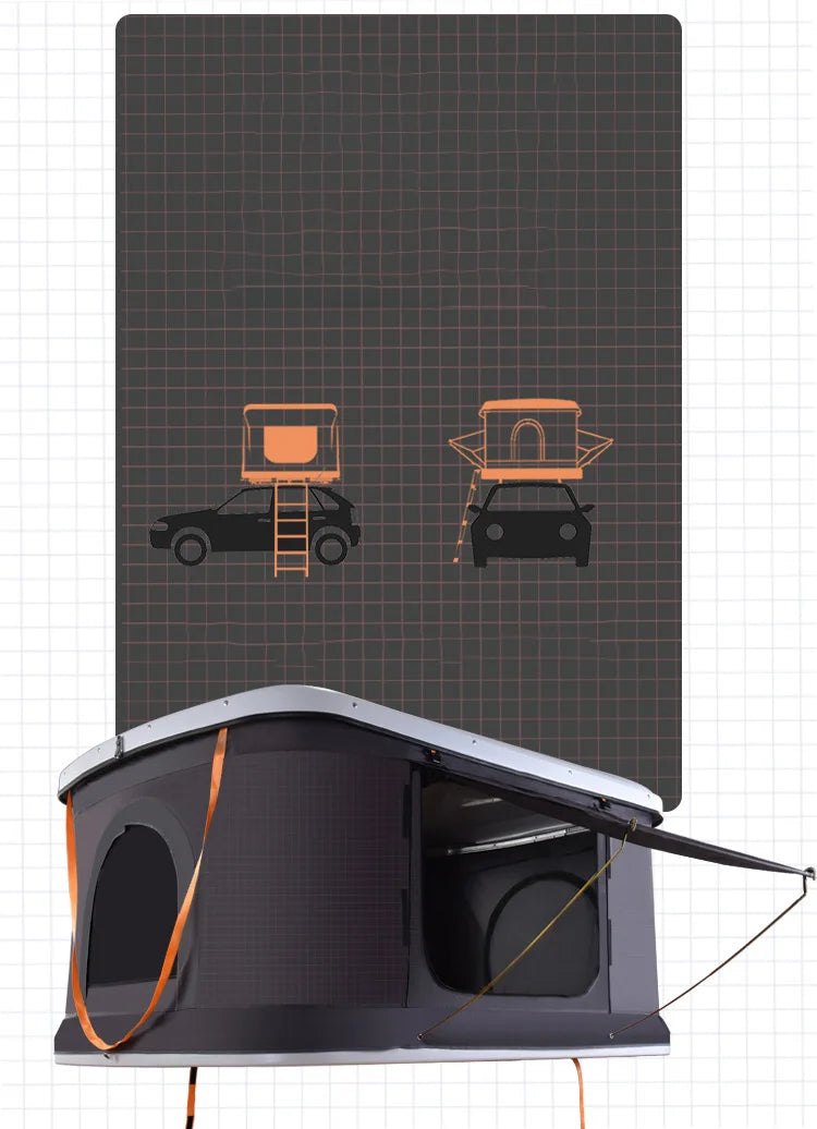 Folding Camping Truck Rooftop Tent 2-3 Person Large Hard Shell Car Roof Top Tent Outdoor Adventure