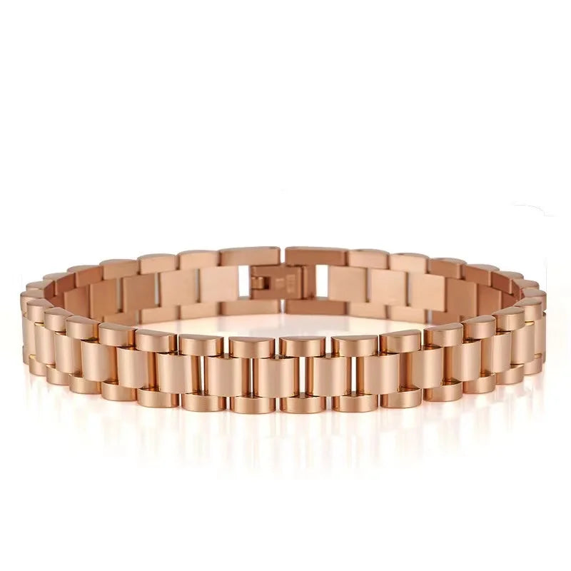 High Quality 15mm Wide Watchband Bangle Bracelets Titanium Stainless Steel Jewel