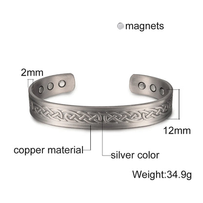 Vinterly Pure Copper Bracelet Men Magnetic Vintage Adjustable High Magnet Open C