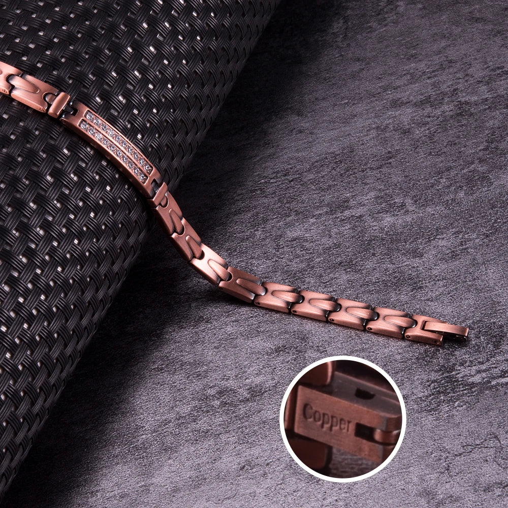 Pure Copper Magnetic Bracelet for Women Arrow Cubic Zirconia ID Bracelets Magnet