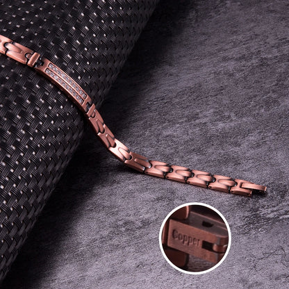 Pure Copper Magnetic Bracelet for Women Arrow Cubic Zirconia ID Bracelets Magnet