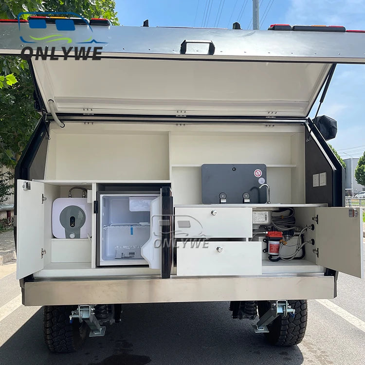 ONLYWE Off Road Mini Camper Trailer Autocaravanas 4x4 Small Offroad Hybrid Caravan Camping Travel Trailer With Rooftop Tent