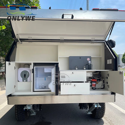 ONLYWE Off Road Mini Camper Trailer Autocaravanas 4x4 Small Offroad Hybrid Caravan Camping Travel Trailer With Rooftop Tent