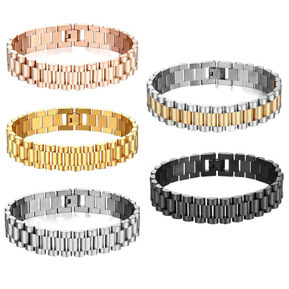 High Quality 15mm Wide Watchband Bangle Bracelets Titanium Stainless Steel Jewel