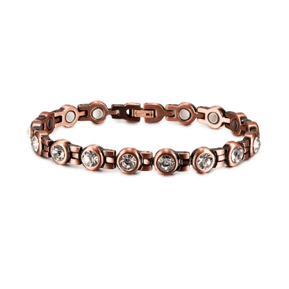Pure Copper Magnetic Bracelet Arthritis 21.5cm White Crystals Copper Bracelets f