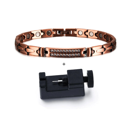 Pure Copper Magnetic Bracelet for Women Arrow Cubic Zirconia ID Bracelets Magnet