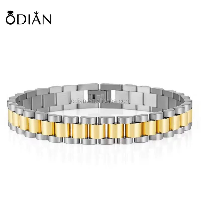 High Quality 15mm Wide Watchband Bangle Bracelets Titanium Stainless Steel Jewel