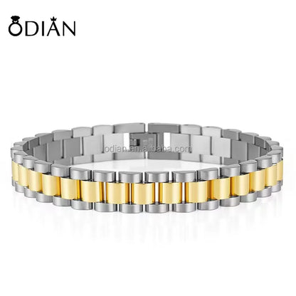 High Quality 15mm Wide Watchband Bangle Bracelets Titanium Stainless Steel Jewel