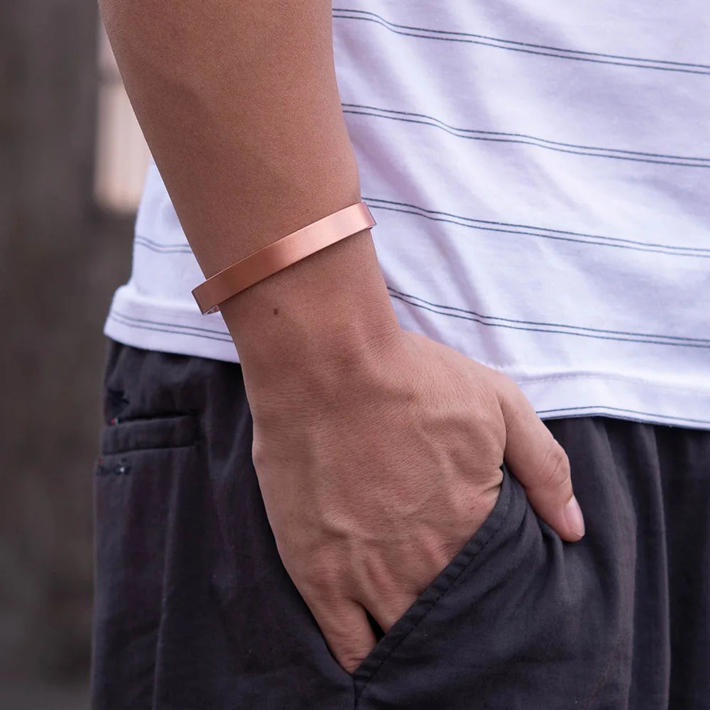 Vinterly Pure Copper Bracelet Men Magnetic Vintage Adjustable High Magnet Open C