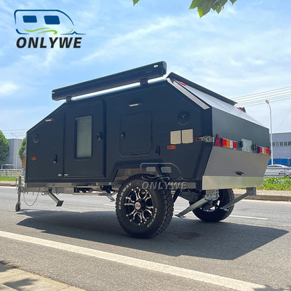 ONLYWE Off Road Mini Camper Trailer Autocaravanas 4x4 Small Offroad Hybrid Caravan Camping Travel Trailer With Rooftop Tent