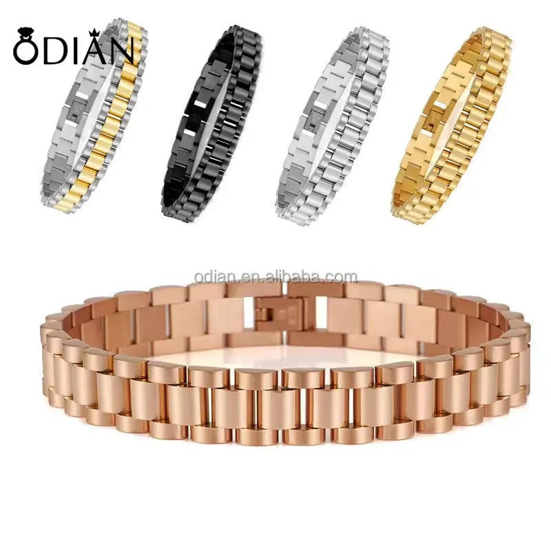 High Quality 15mm Wide Watchband Bangle Bracelets Titanium Stainless Steel Jewel