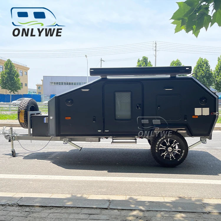 ONLYWE Off Road Mini Camper Trailer Autocaravanas 4x4 Small Offroad Hybrid Caravan Camping Travel Trailer With Rooftop Tent
