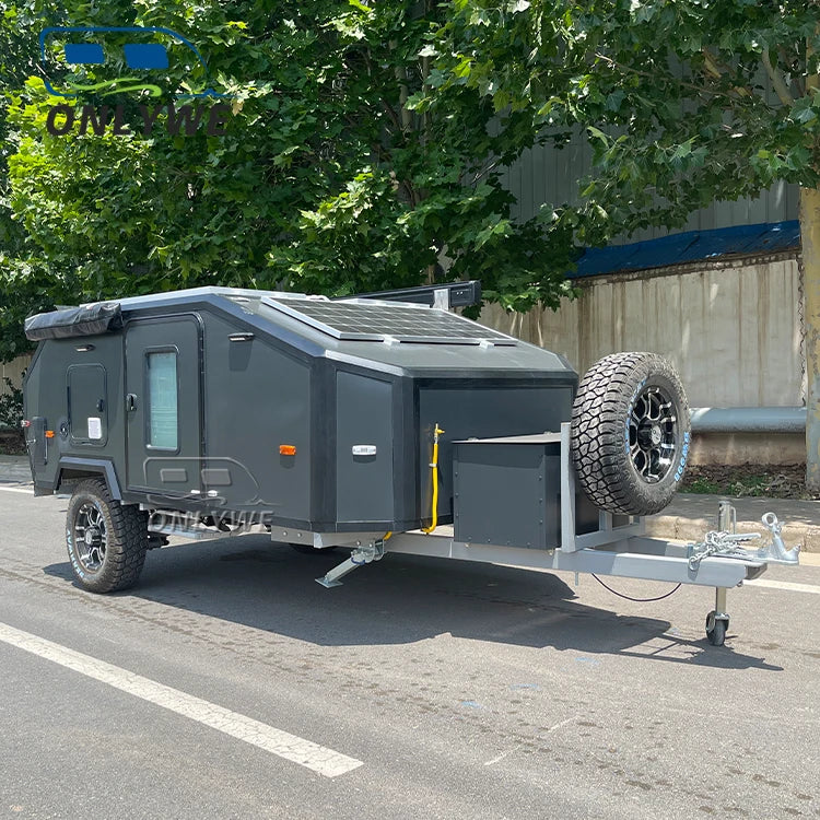 ONLYWE Off Road Mini Camper Trailer Autocaravanas 4x4 Small Offroad Hybrid Caravan Camping Travel Trailer With Rooftop Tent