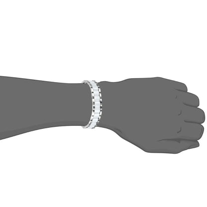 Black/White Ceramic Bracelet Magnetic Stone Therapy Health Stainless Steel Brace
