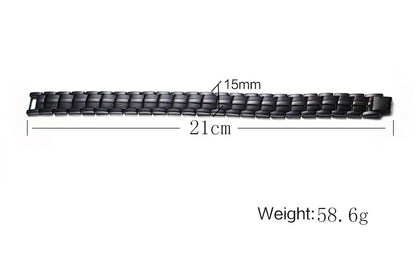 Black Bracelet Men Hand Chain Waterproof Health Germanium Magnetic Therapy Bracelet Male Benefits Stainless Steel Bracelets Mens