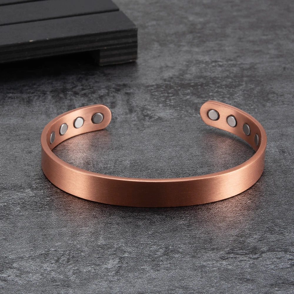 Vinterly Pure Copper Bracelet Men Magnetic Vintage Adjustable High Magnet Open C