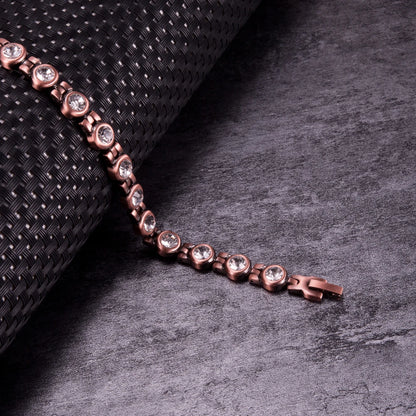 Pure Copper Magnetic Bracelet Arthritis 21.5cm White Crystals Copper Bracelets f