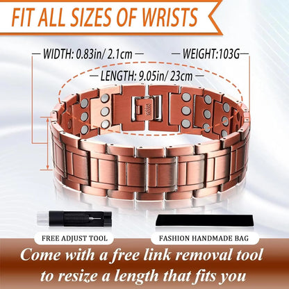 3x Magnetic Bracelet Soild 99.99% Copper Wristband Ultra Strength Magnets (3500