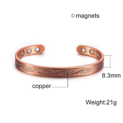 Vinterly Pure Copper Bracelet Men Magnetic Vintage Adjustable High Magnet Open C