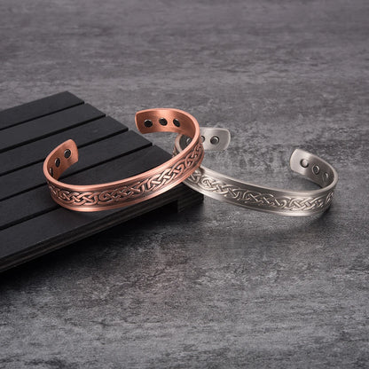 Vinterly Pure Copper Bracelet Men Magnetic Vintage Adjustable High Magnet Open C