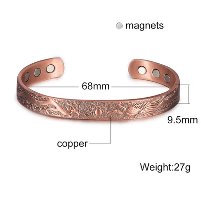 Vinterly Pure Copper Bracelet Men Magnetic Vintage Adjustable High Magnet Open C