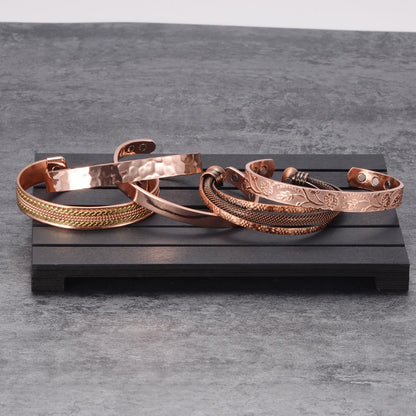 Vinterly Pure Copper Bracelet Men Magnetic Vintage Adjustable High Magnet Open C