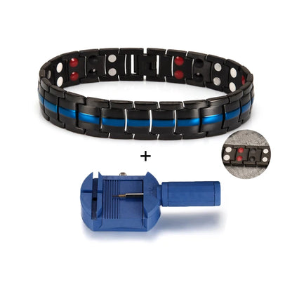 Black Bracelet Men Hand Chain Waterproof Health Germanium Magnetic Therapy Bracelet Male Benefits Stainless Steel Bracelets Mens