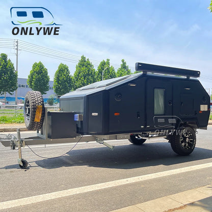 ONLYWE Off Road Mini Camper Trailer Autocaravanas 4x4 Small Offroad Hybrid Caravan Camping Travel Trailer With Rooftop Tent