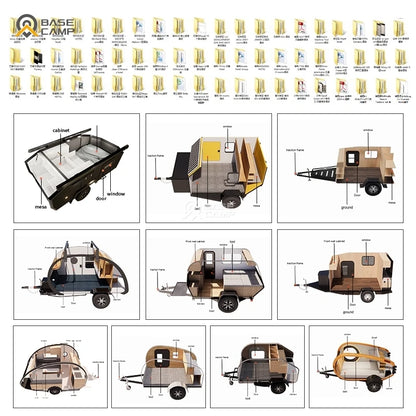 Travel Outdoor Camping Car Trunk Roof Top Tent Camper for Trailer with Hard Aluminum Shell Tents Camper Trailer