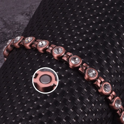 Pure Copper Magnetic Bracelet Arthritis 21.5cm White Crystals Copper Bracelets f
