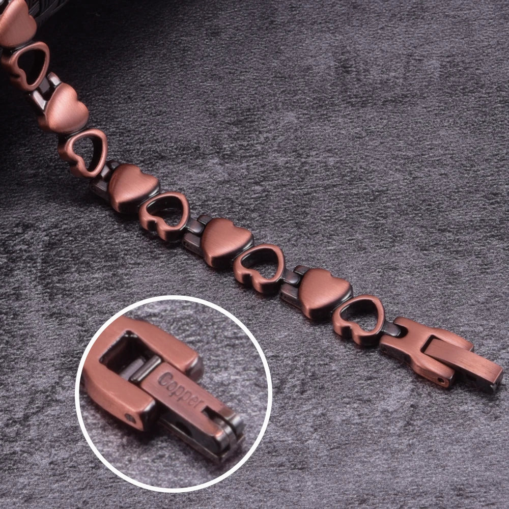 Magnetic Bracelet for Women Heart Pure Copper Energy Bracelet Healing Chain Link